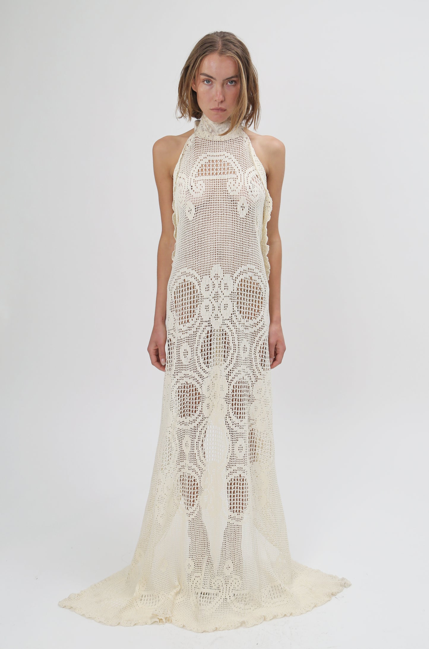 Crochet beige dress