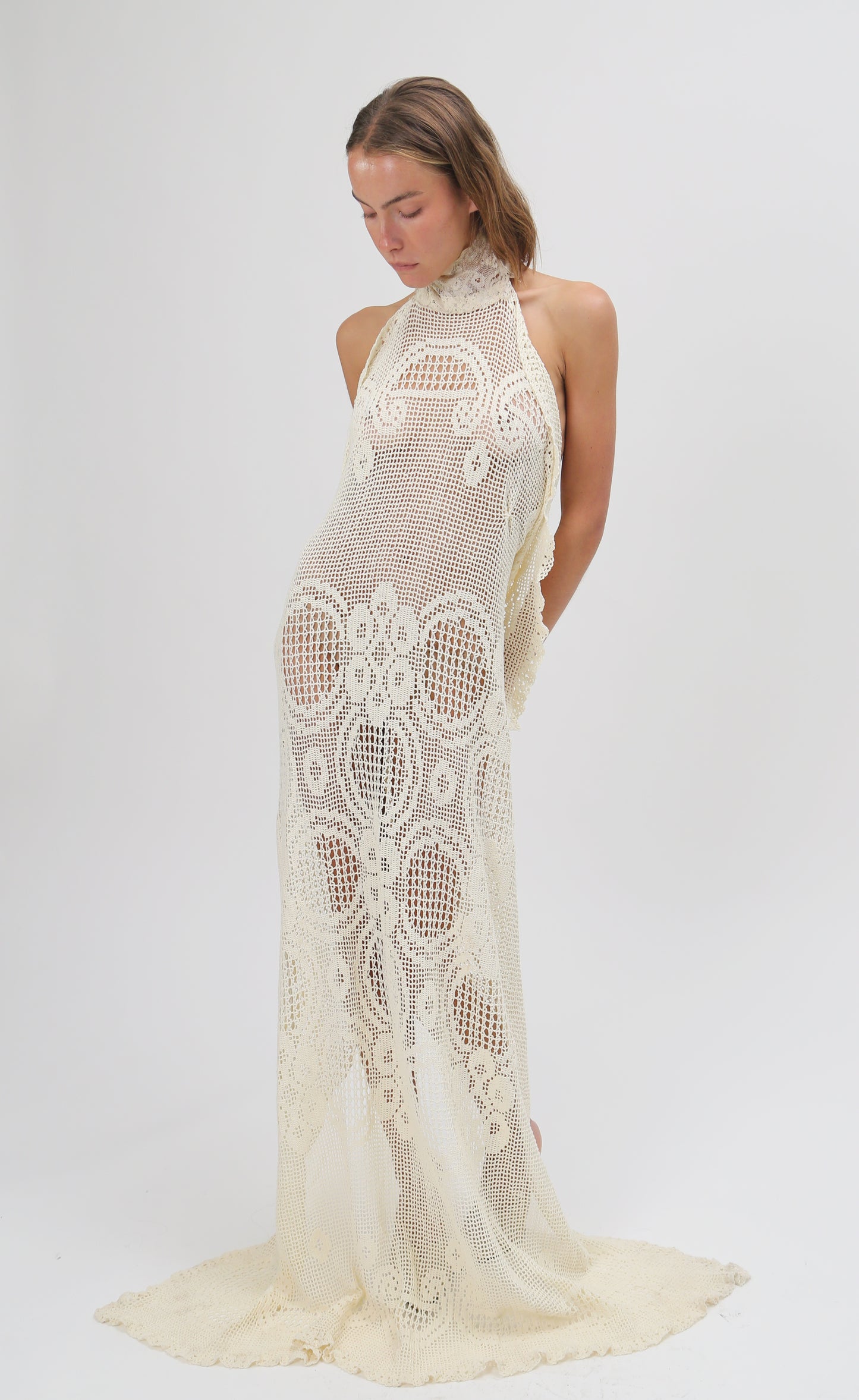 Crochet beige dress