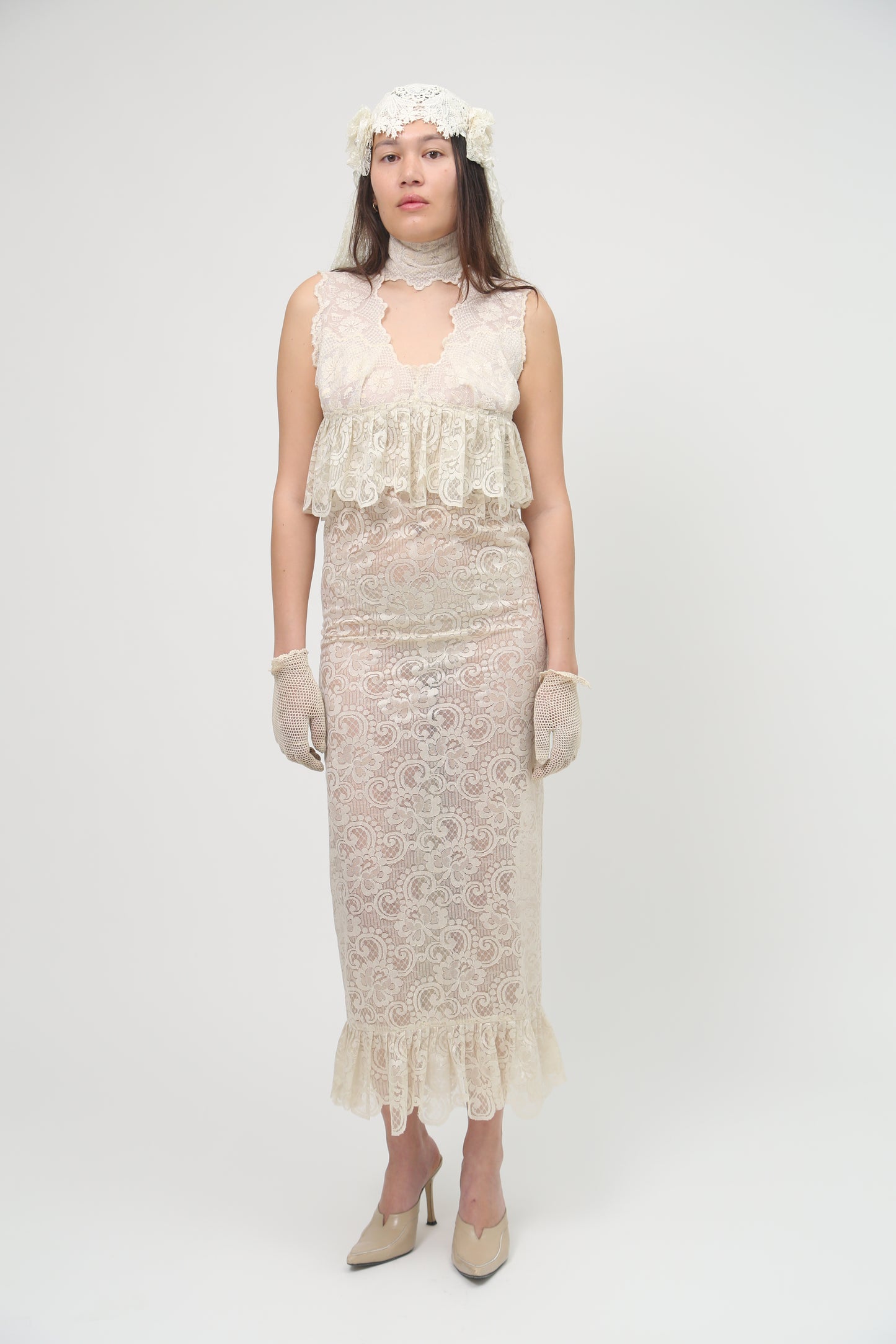 Beige Lace Dress