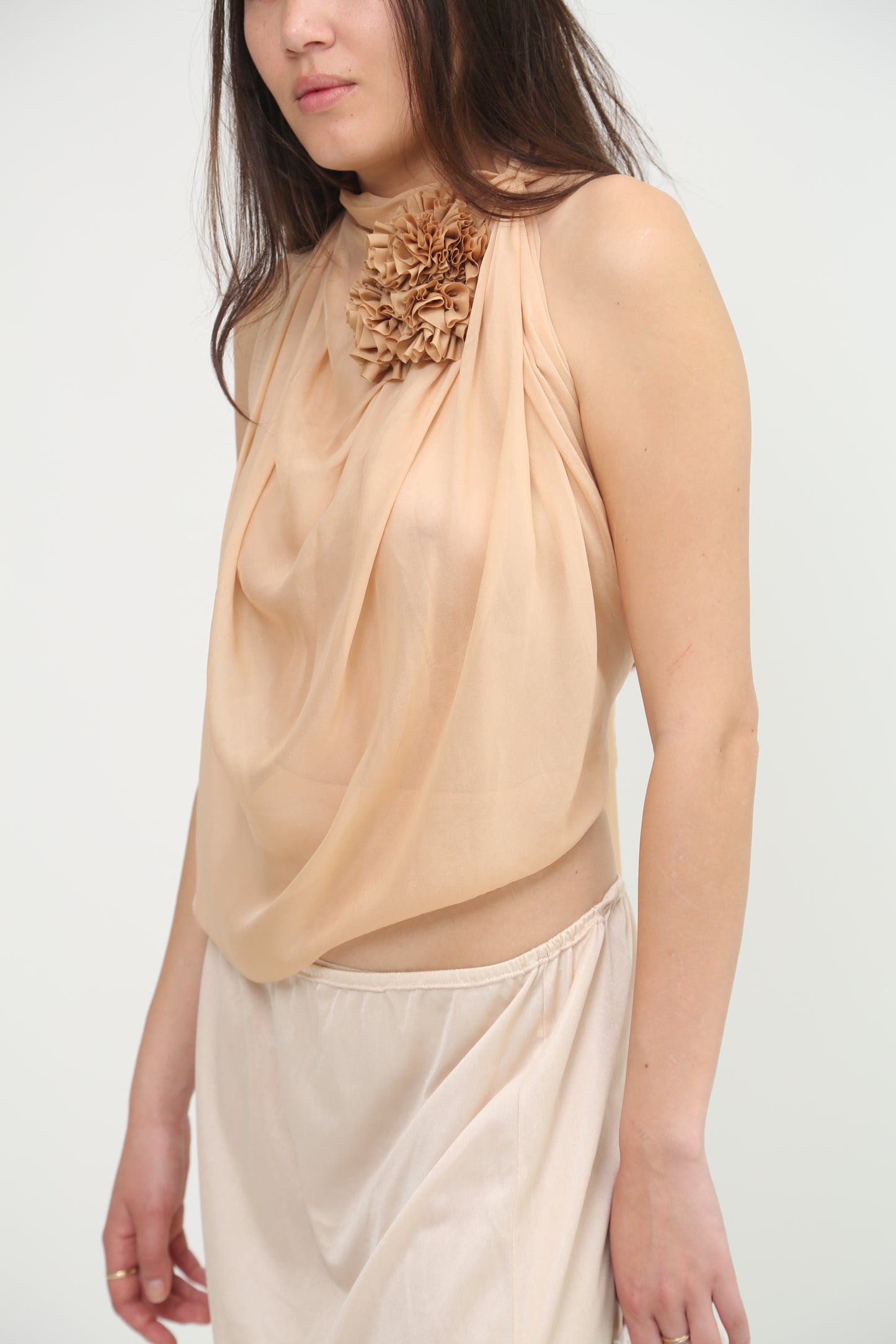 Rose silk top salmon