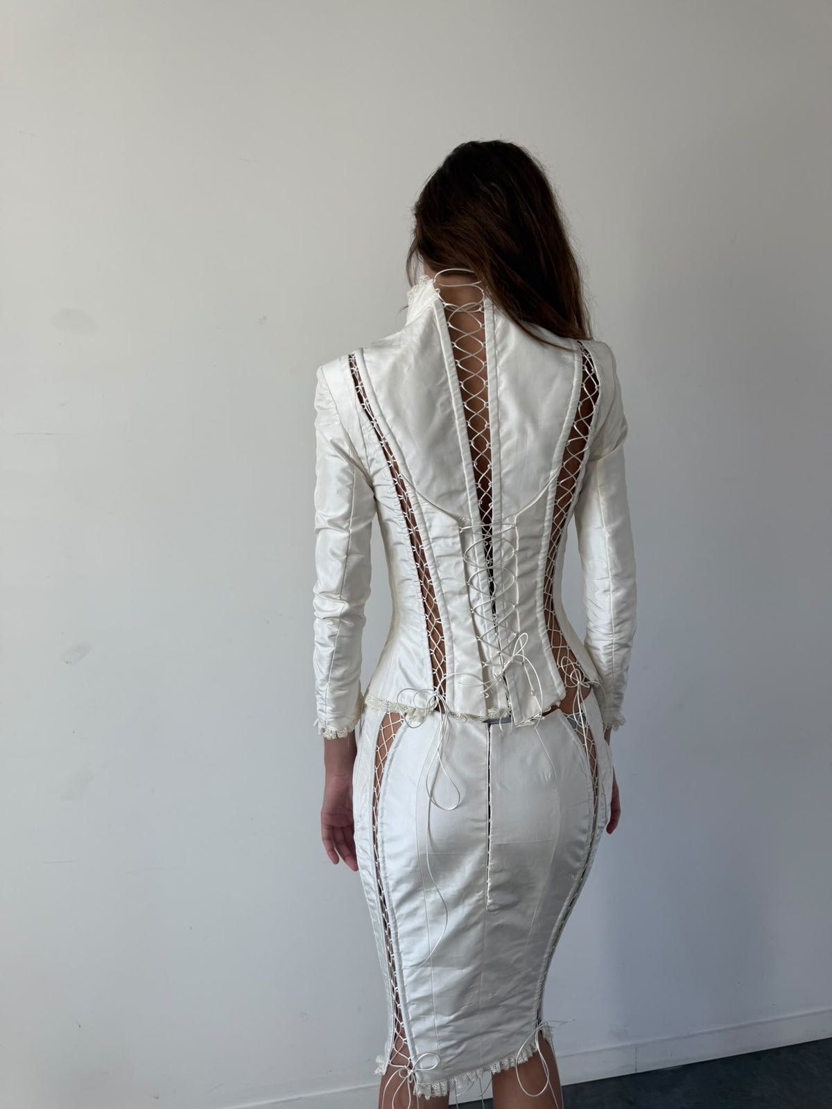 White Corseted Silk Jacket