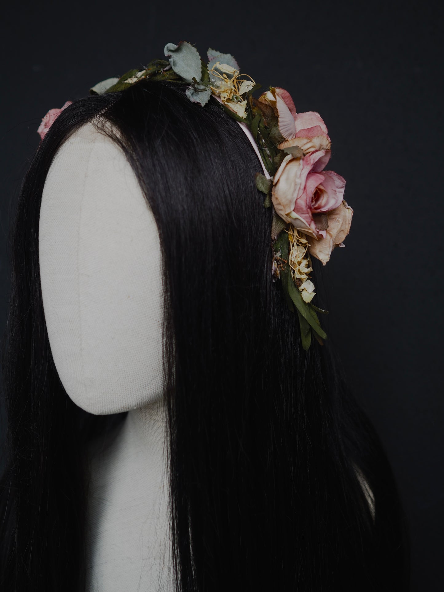 Antique Rose Crown — Preserved Floral Headpiece