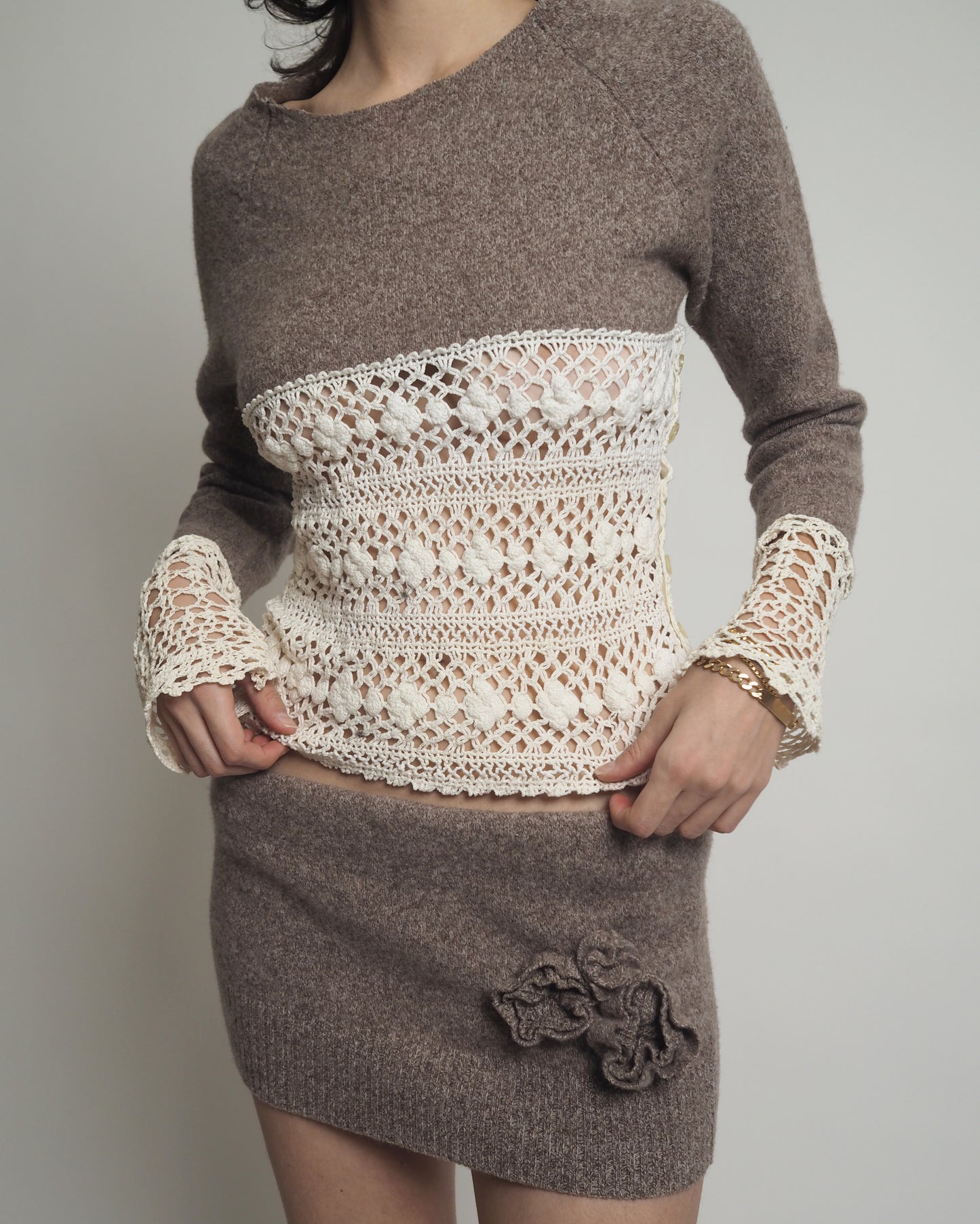 Wool and crochet top set