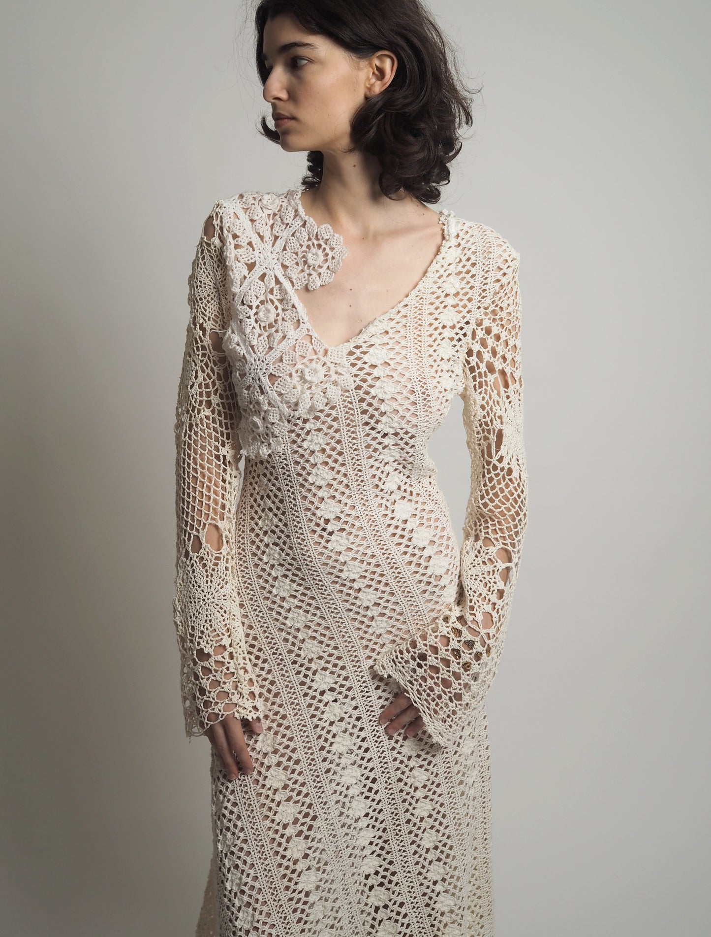 Long sleeves crochet dress
