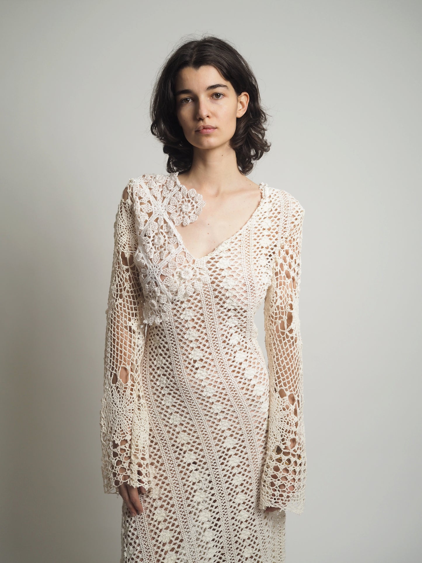 Long sleeves crochet dress
