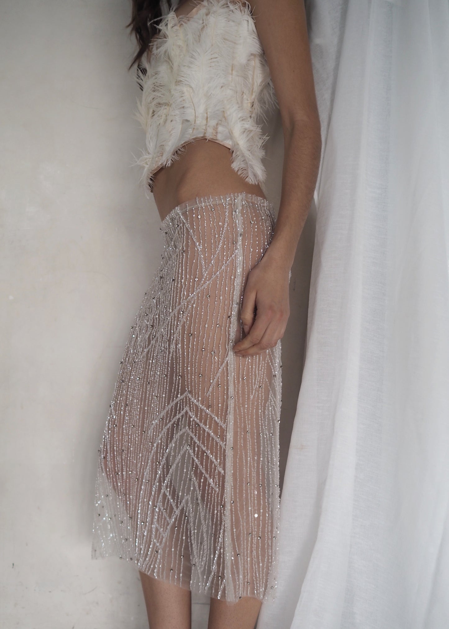 CRYSTAL EMBROIDERED SKIRT