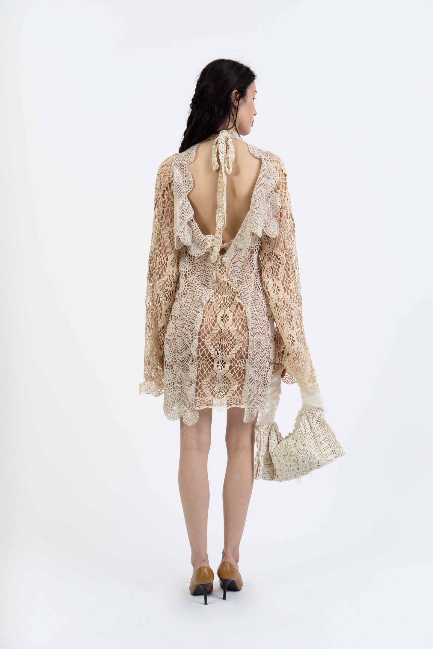 BEIGE CROCHET DRESS