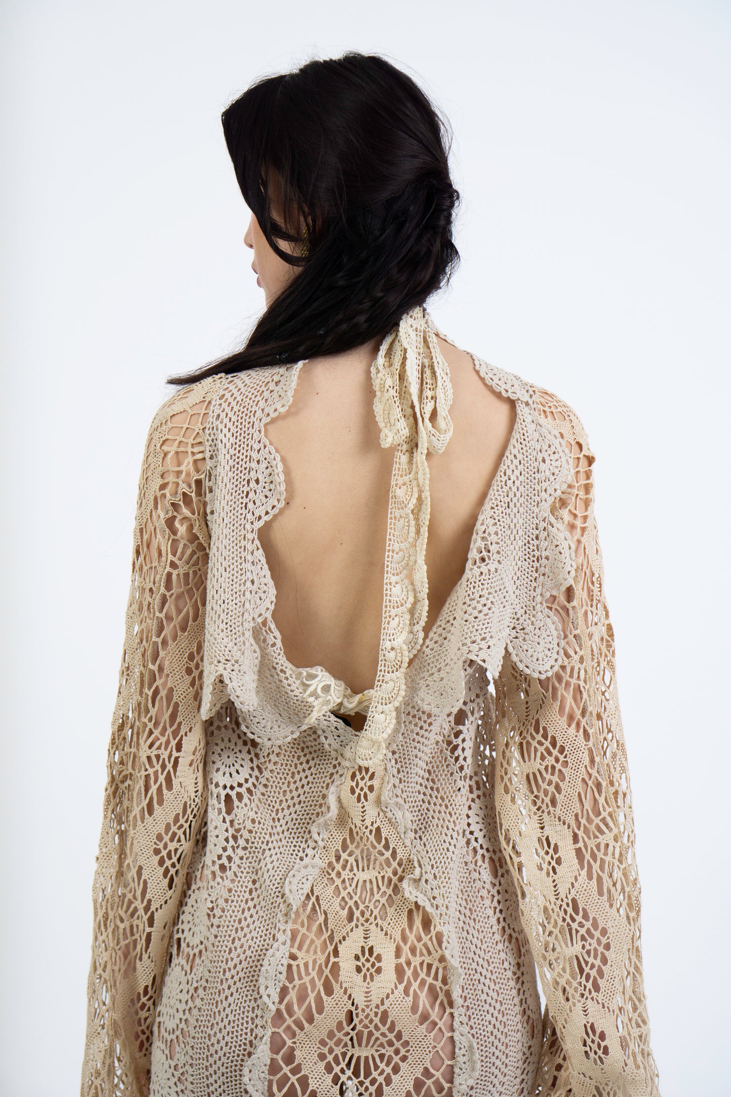 BEIGE CROCHET DRESS