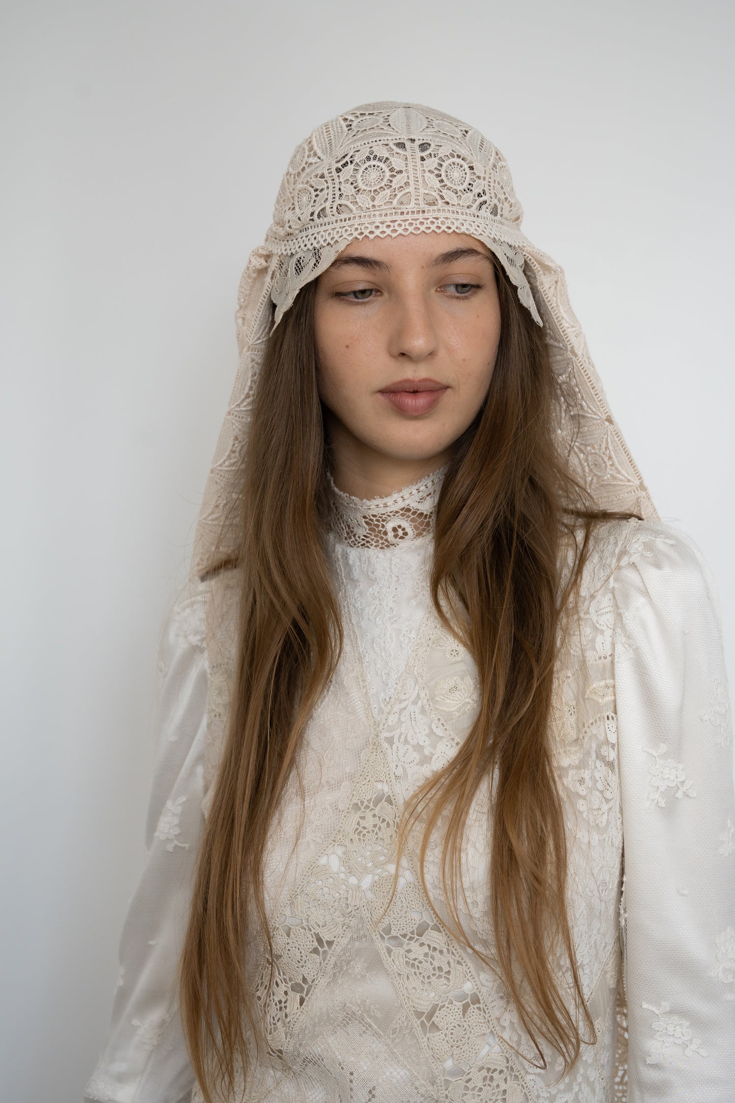 Lace and crochet headpiece