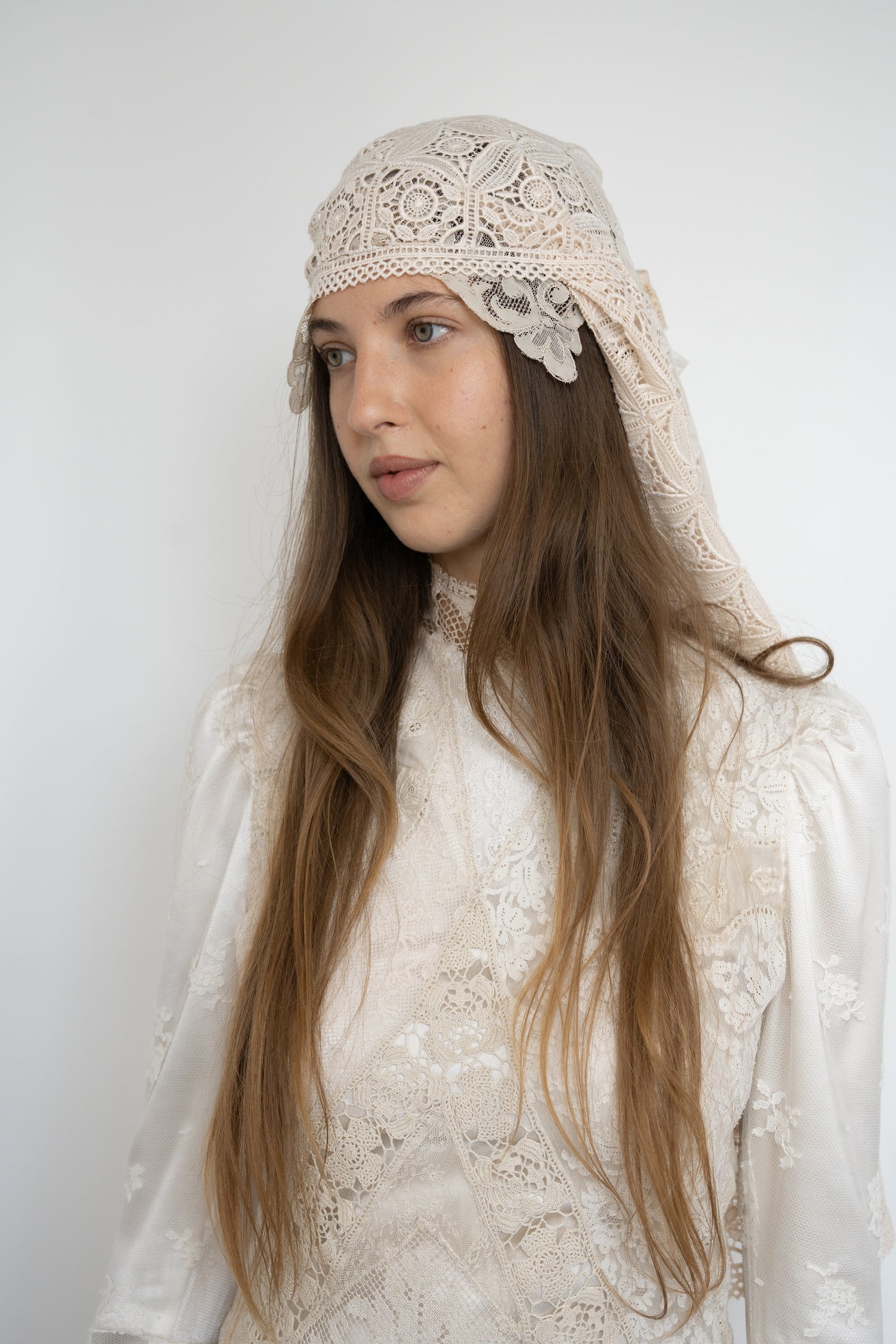 Lace and crochet headpiece