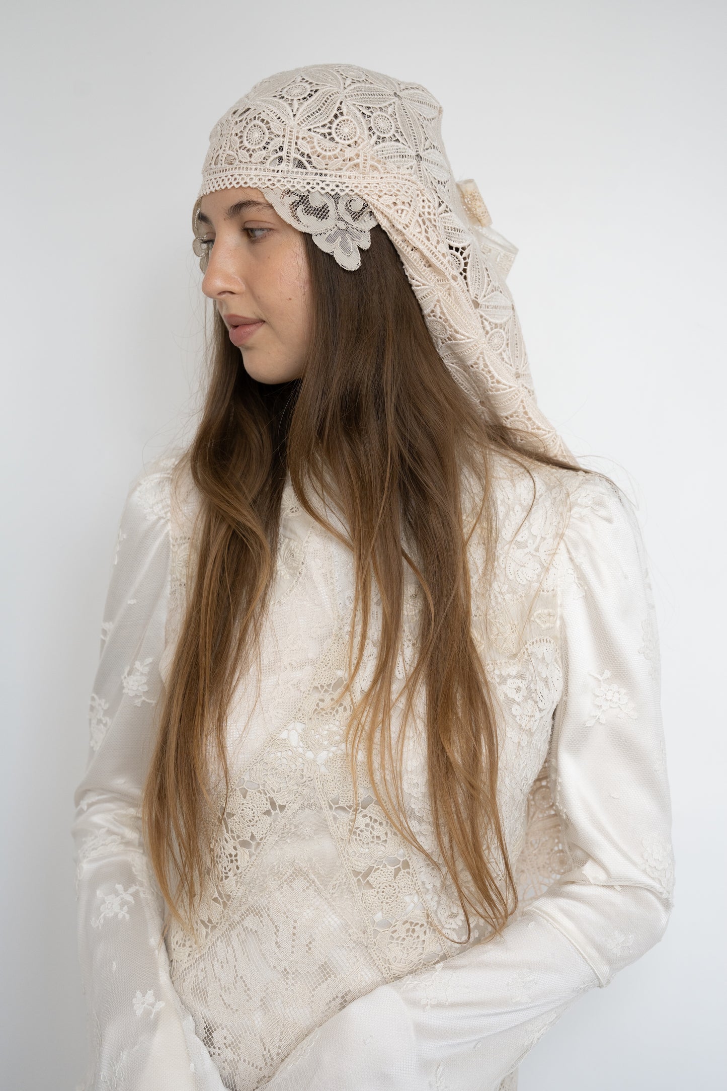 Lace and crochet headpiece
