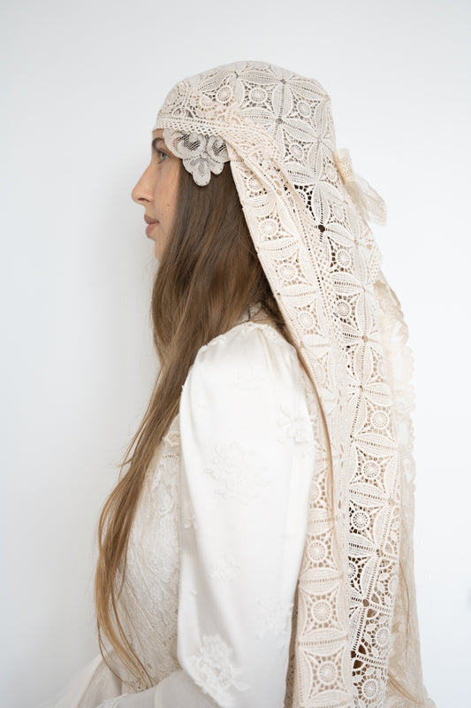 Lace and crochet headpiece