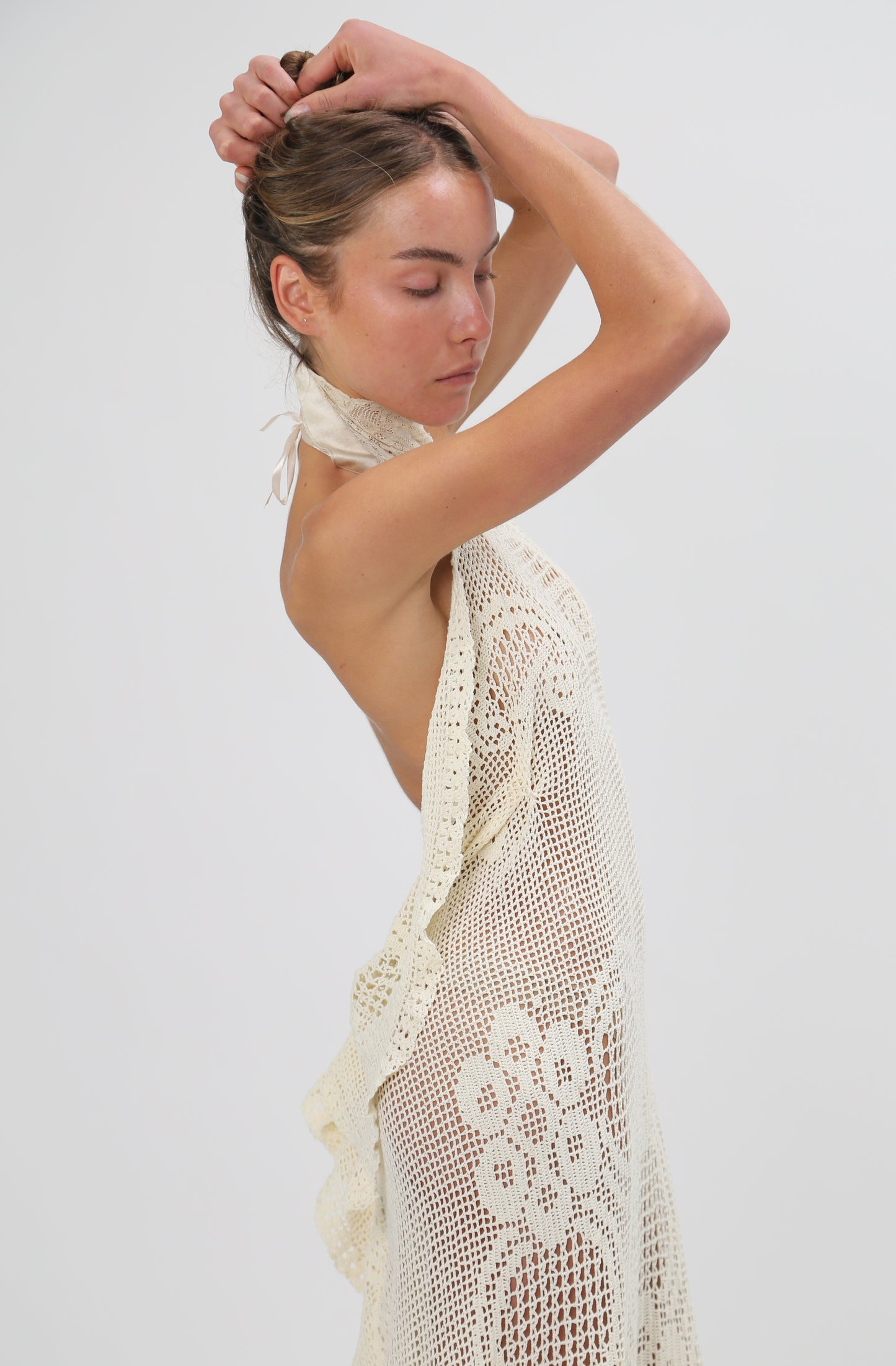 Crochet beige dress