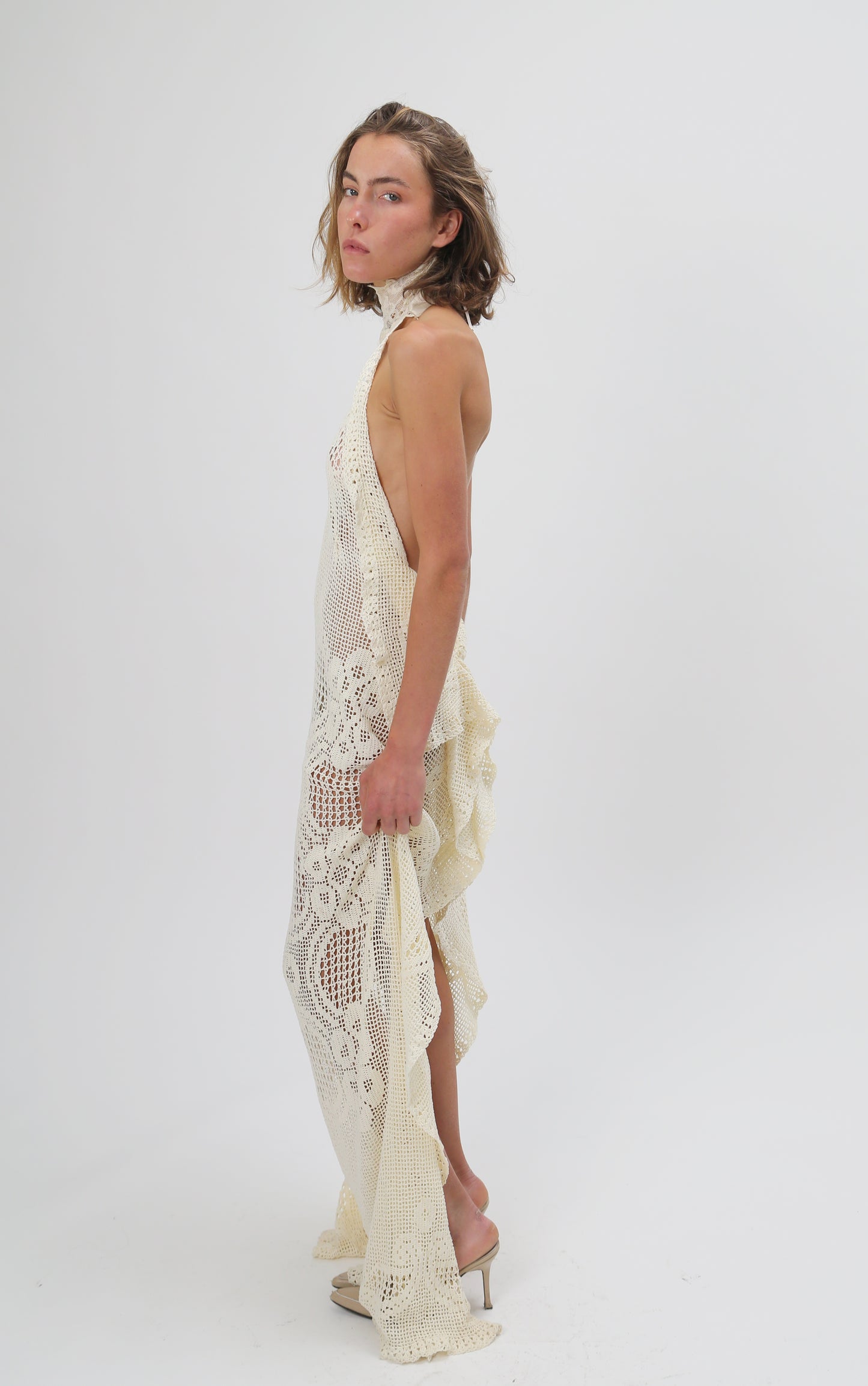 Crochet beige dress
