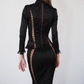 Black Corseted Silk Skirt