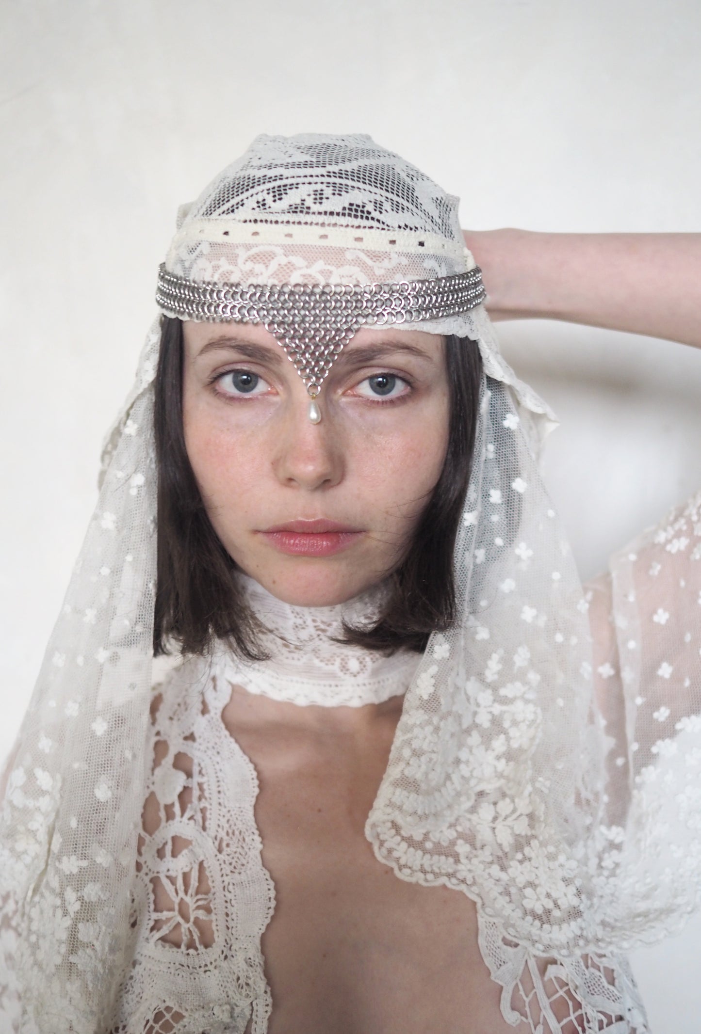 Lace & Chain Veil Headpiece