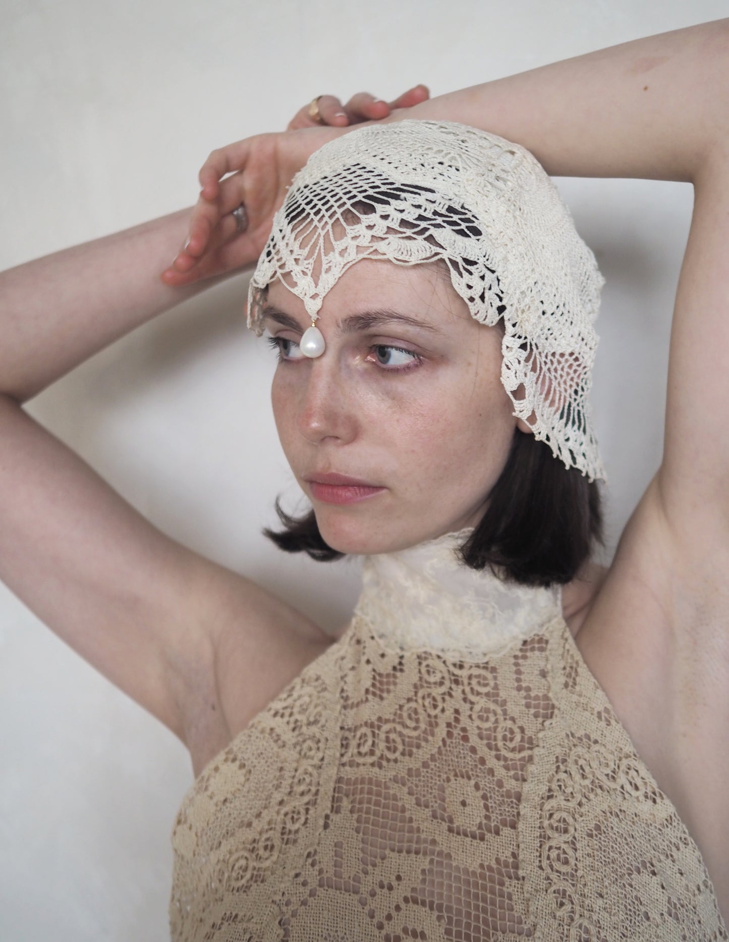 Crochet Headpiece with Lace Bow