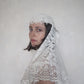 Crochet and pearls headpiece