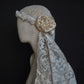 Antique Lace Juliet Veil with Silk Rosette