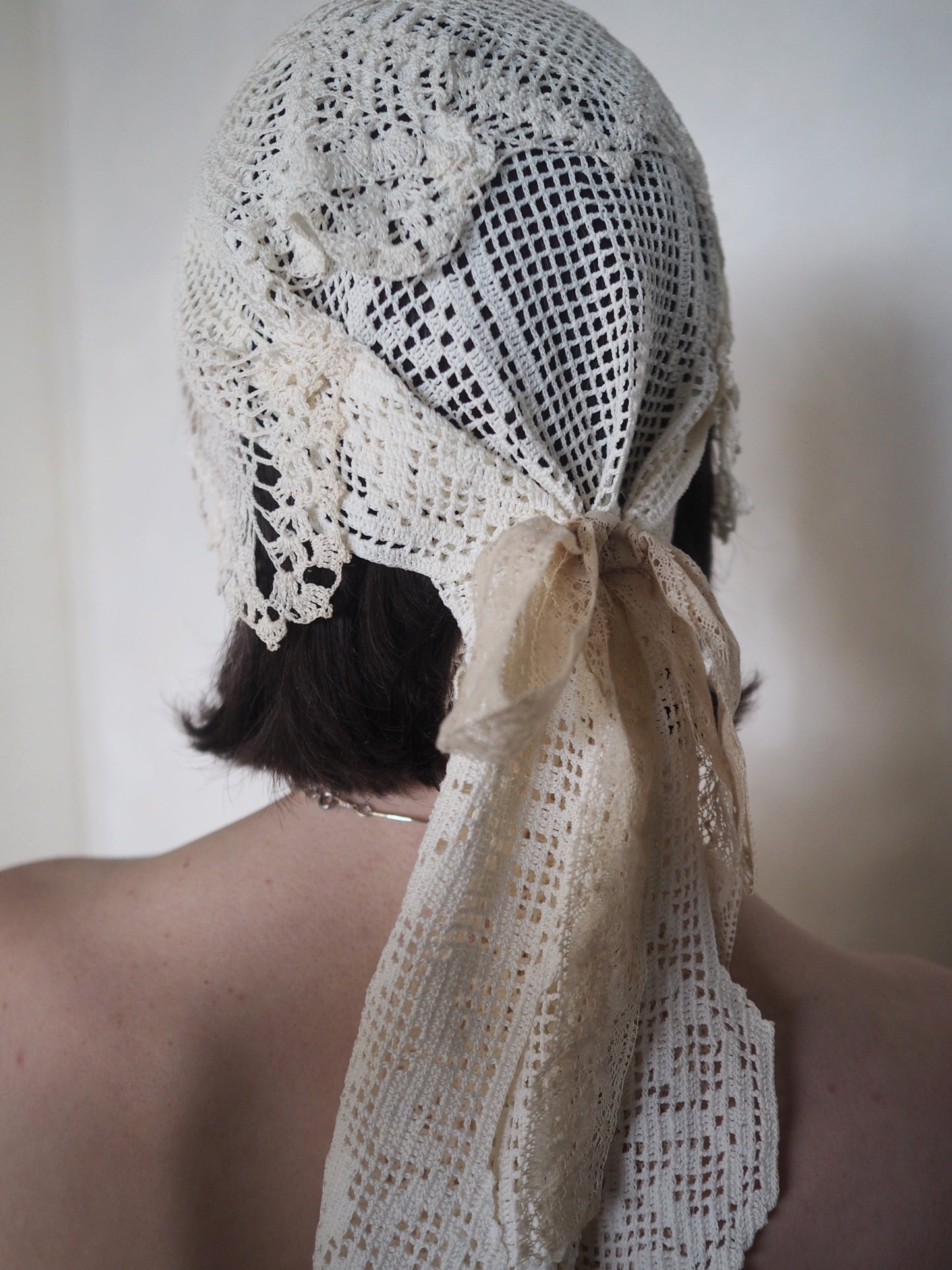 Crochet Headpiece with Lace Bow