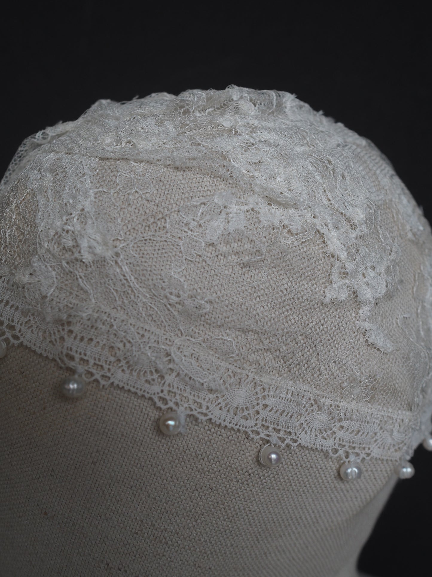 Antique Lace Cap with Pearl Trim