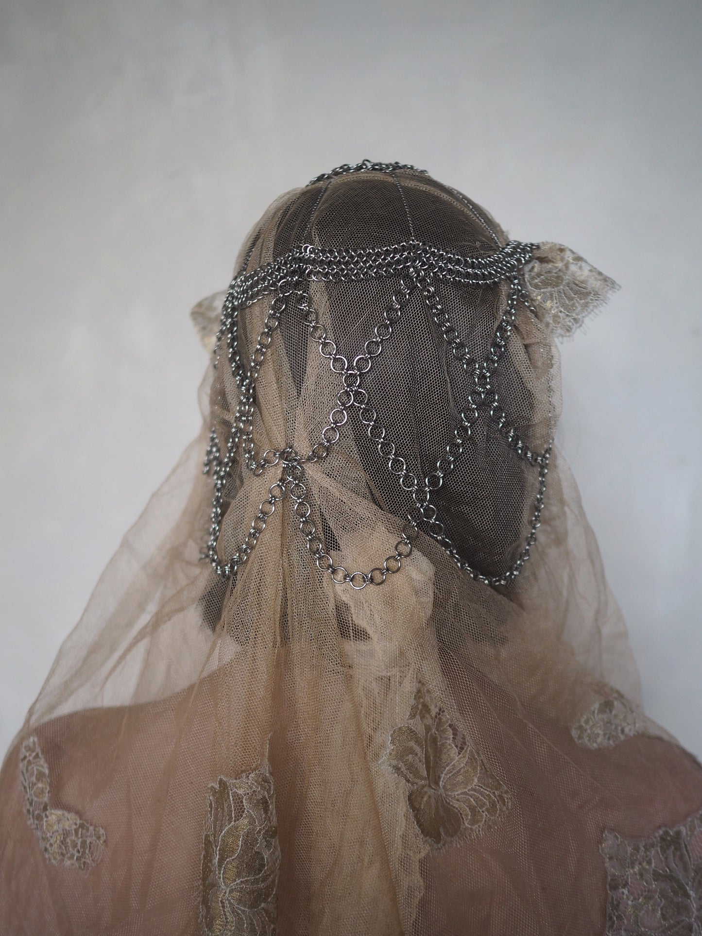 Lace Veil Headpiece with metal structure