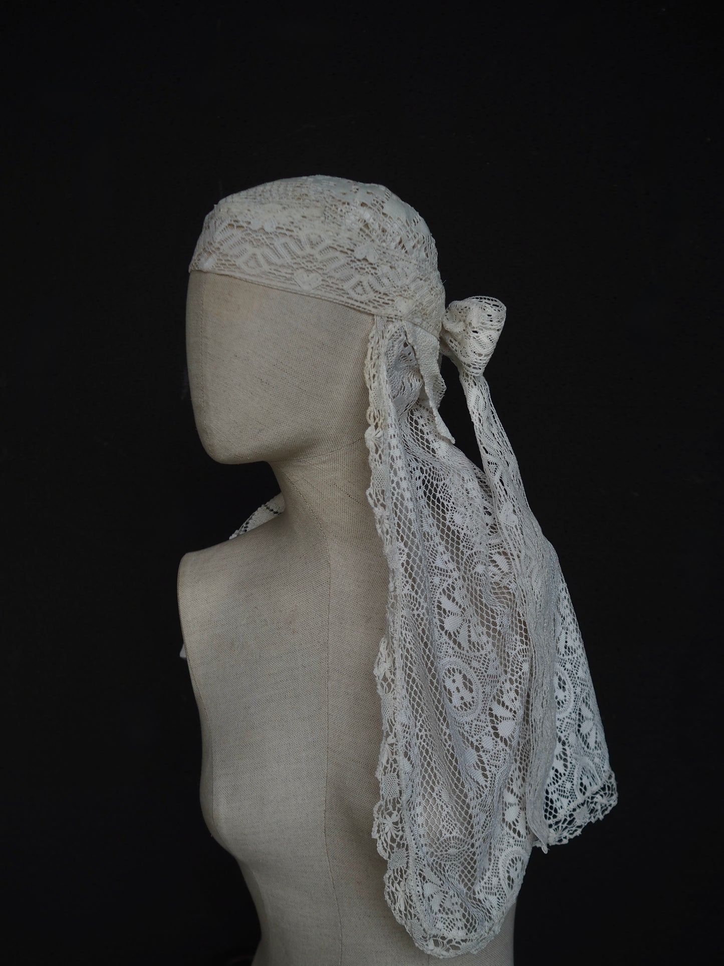Crochet Lace Cap Veil with Bow Detail