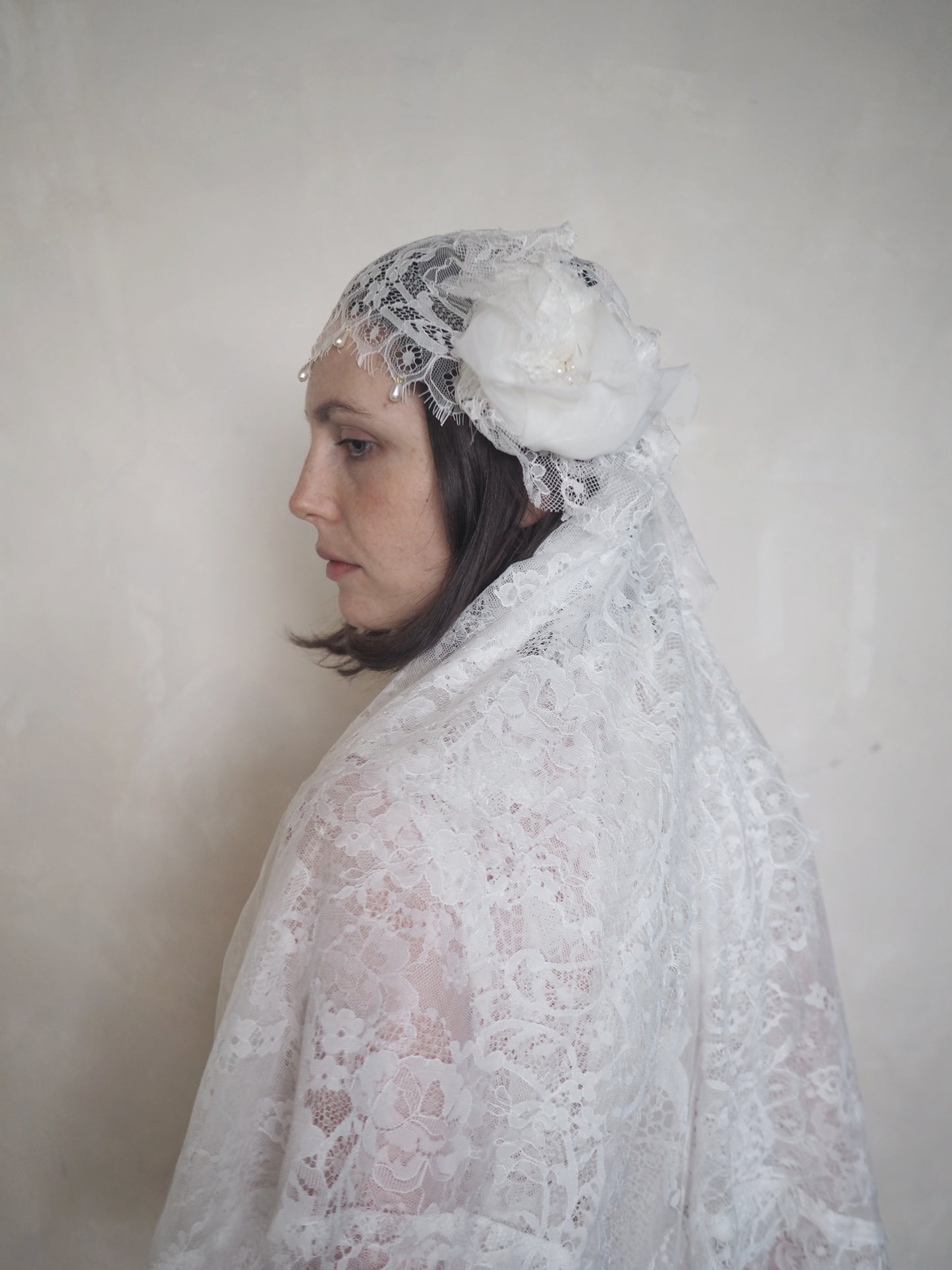 Lace Headpiece with Pearls