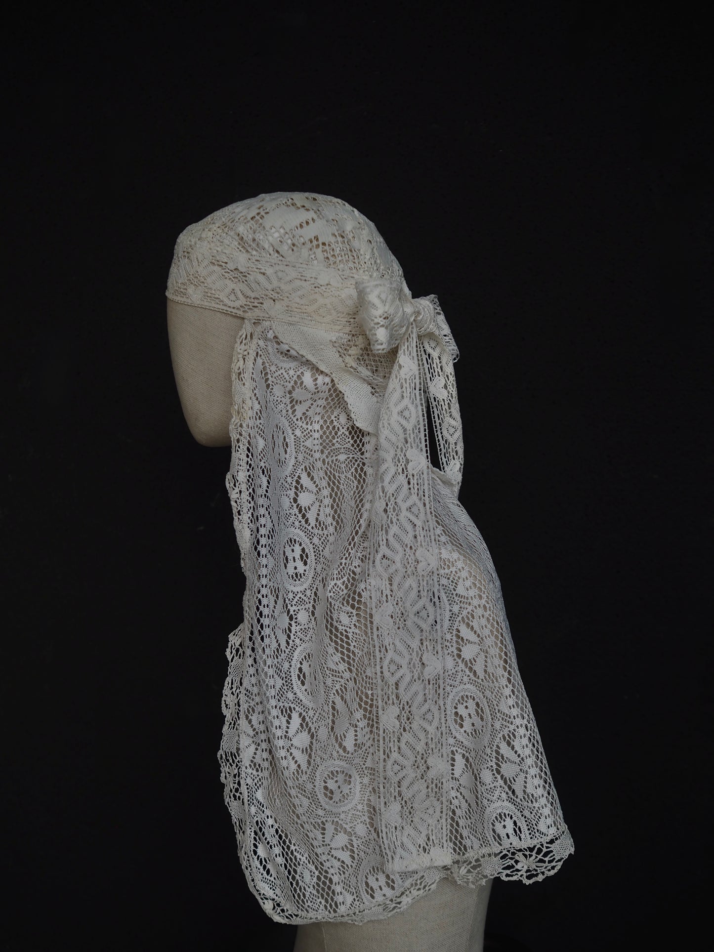 Crochet Lace Cap Veil with Bow Detail