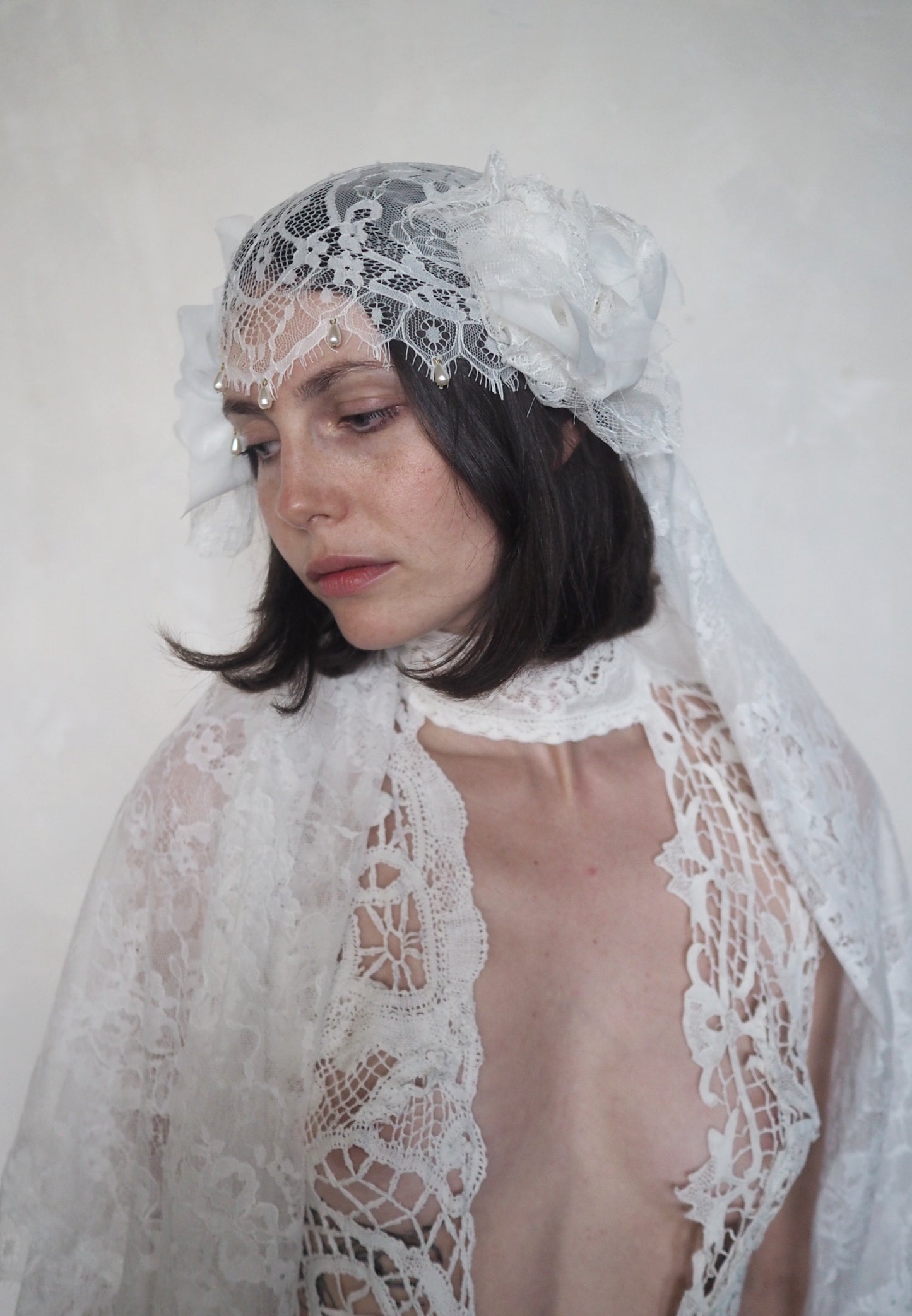 Lace Headpiece with Pearls