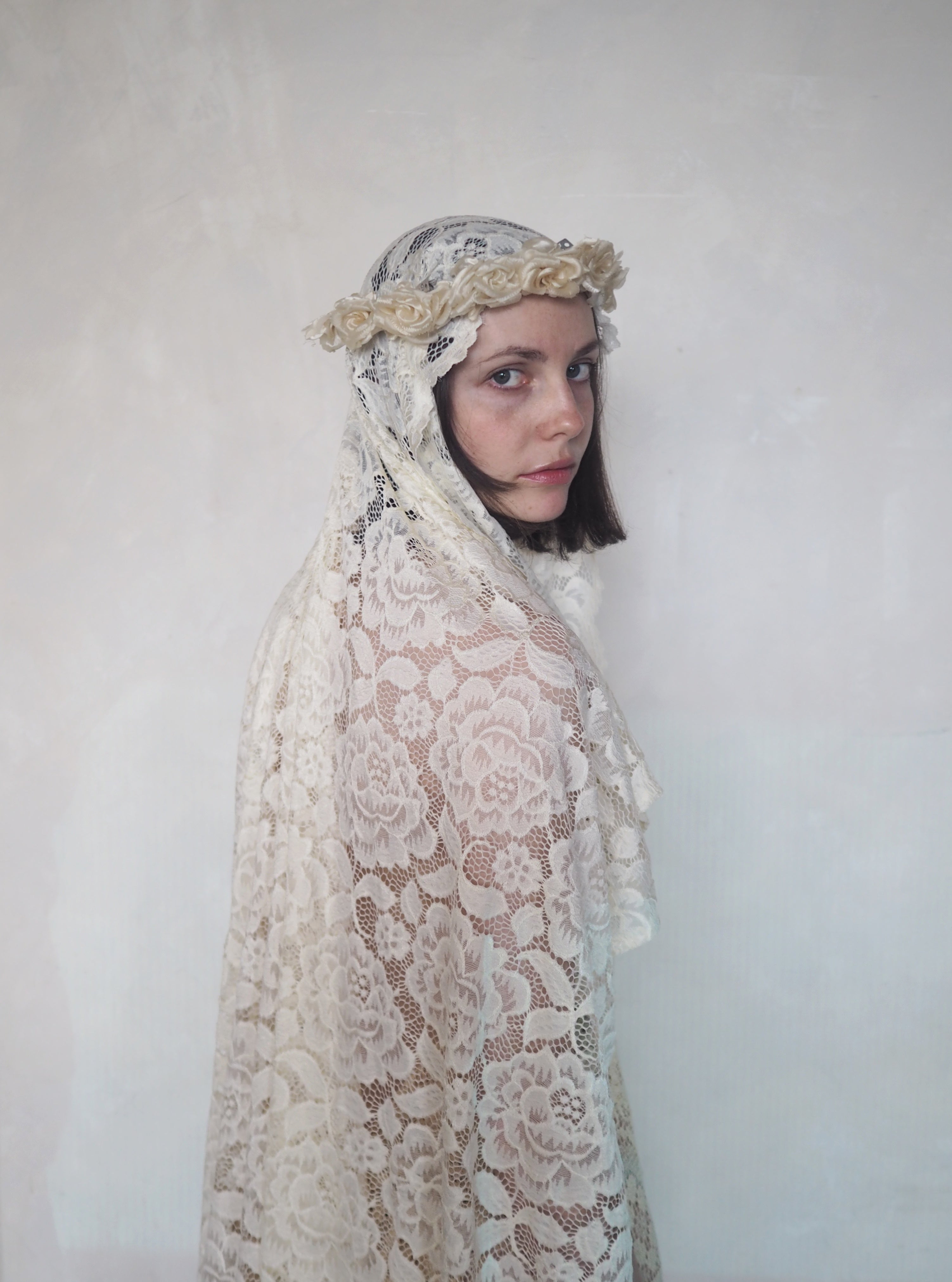 19th-Century Floral Crown Lace Veil – LES FLEURS STUDIO