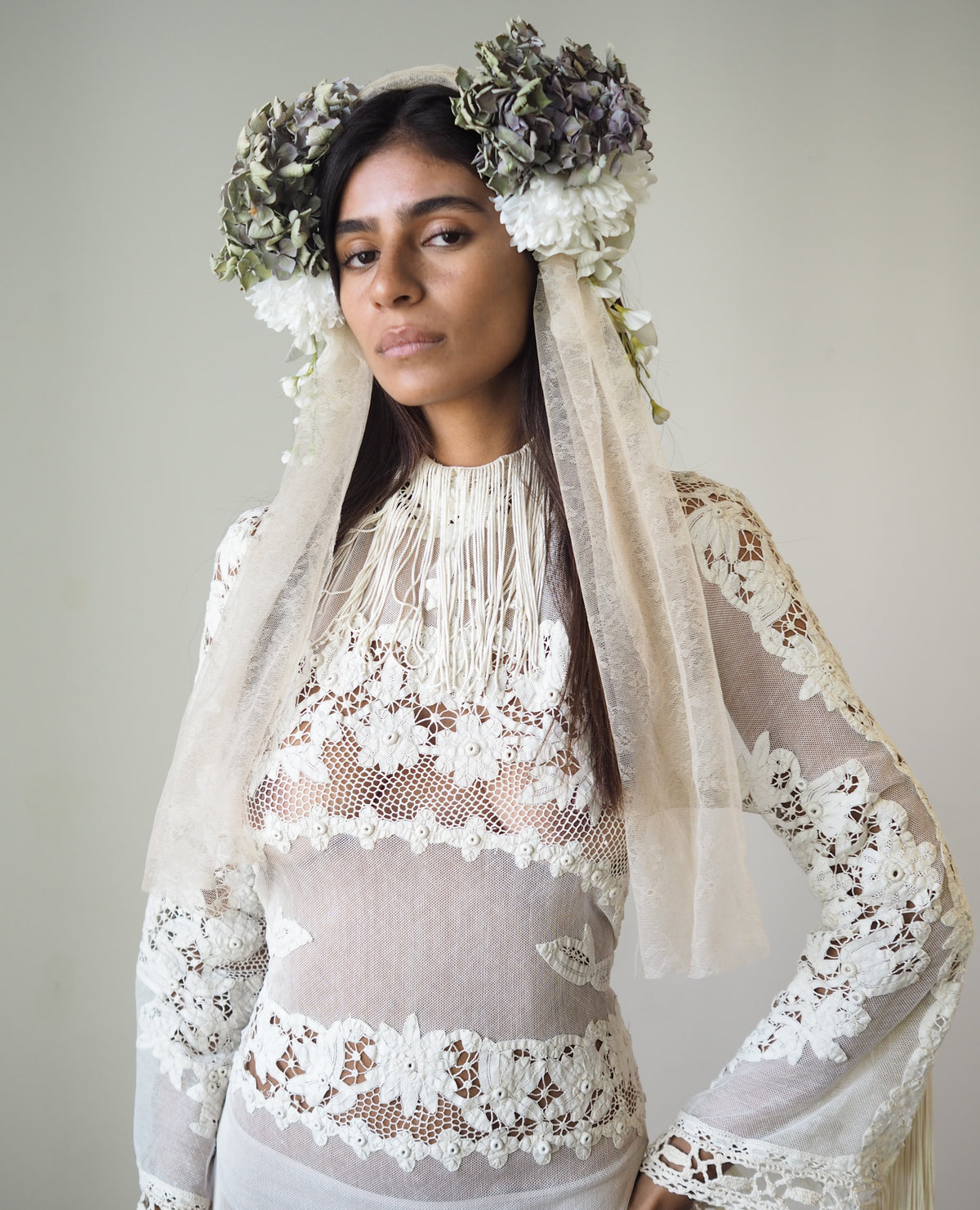 Flowers and Lace Headpiece