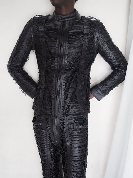 CORSETED LEATHER JACKET