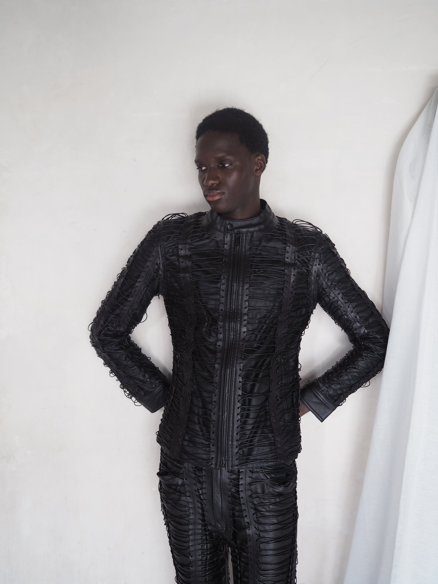 CORSETED LEATHER JACKET