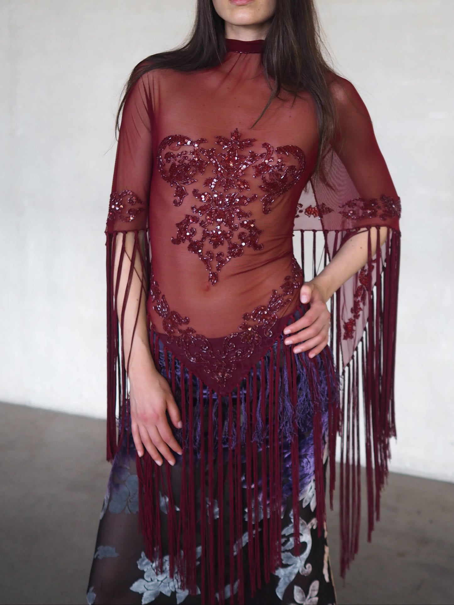 Crystal Embroidered Fringe Top