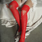 HAND-CROCHETED TIGHTS/RED