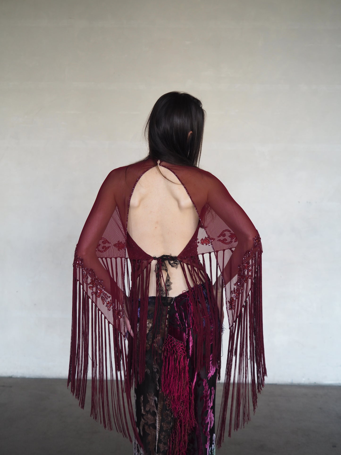 Crystal Embroidered Fringe Top