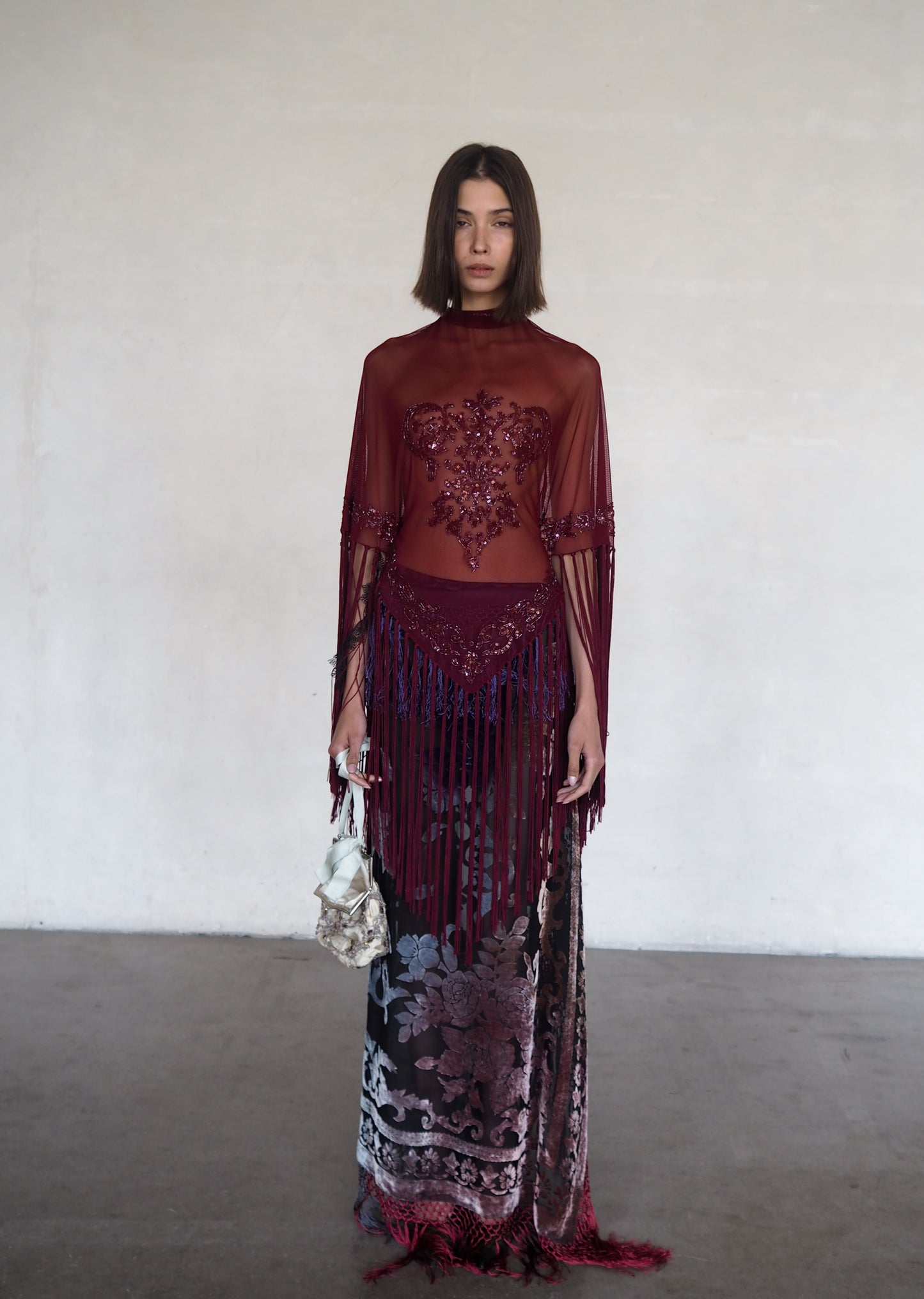 Antique Scarf Velvet Skirt