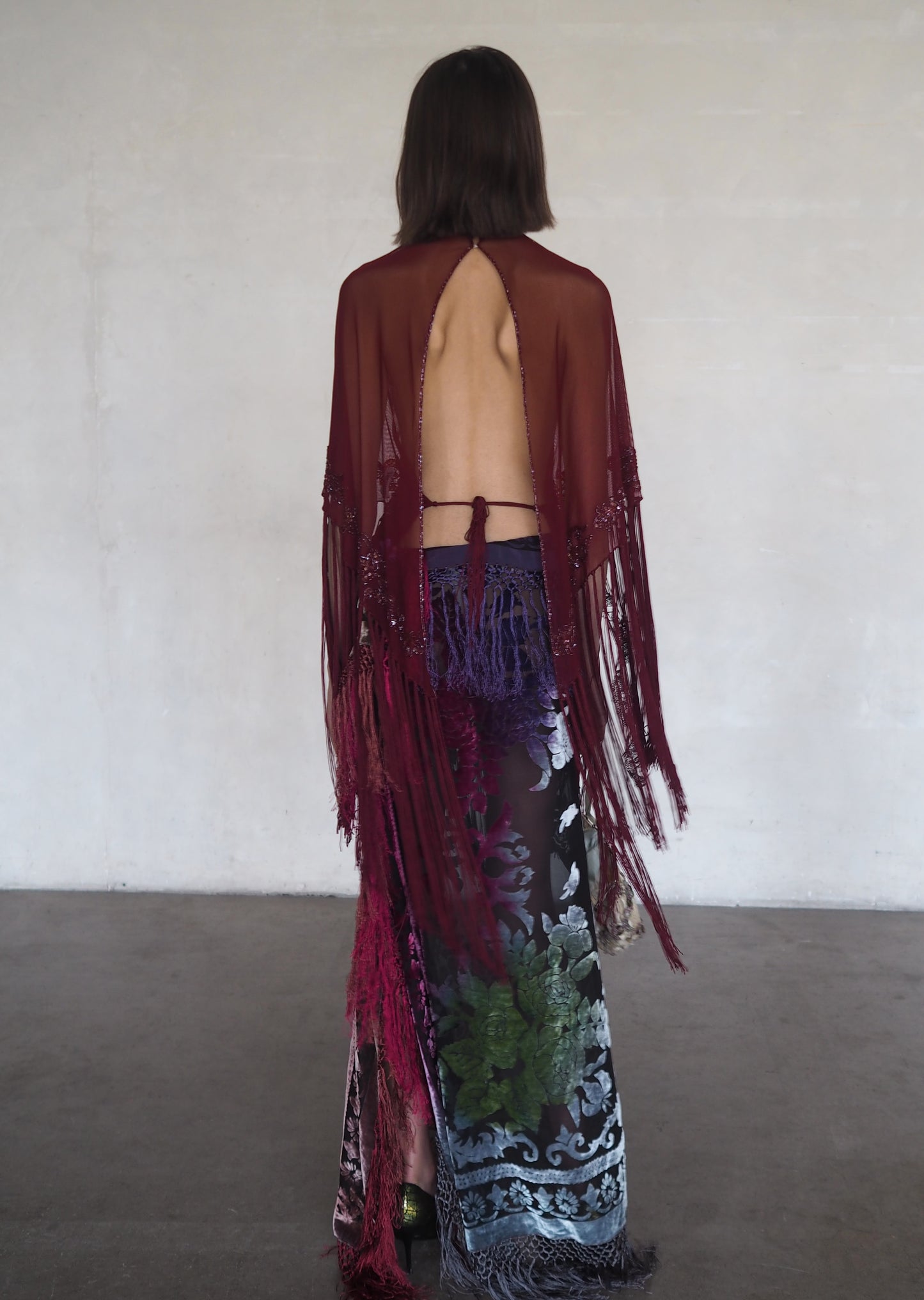 Antique Scarf Velvet Skirt