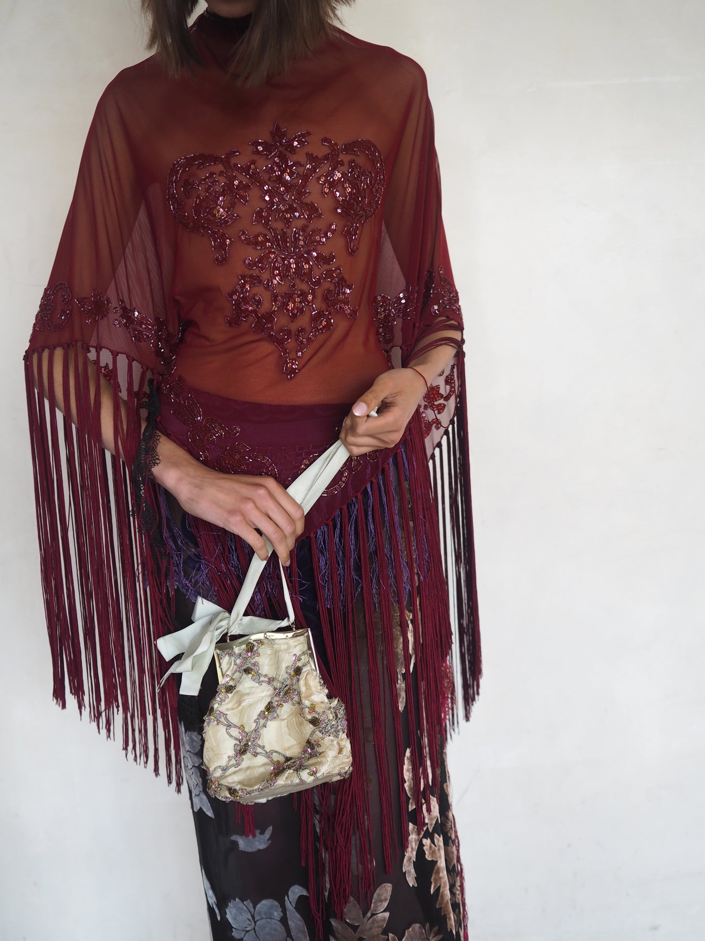 Crystal Embroidered Fringe Top