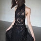 Beaded Lace Halter Gown