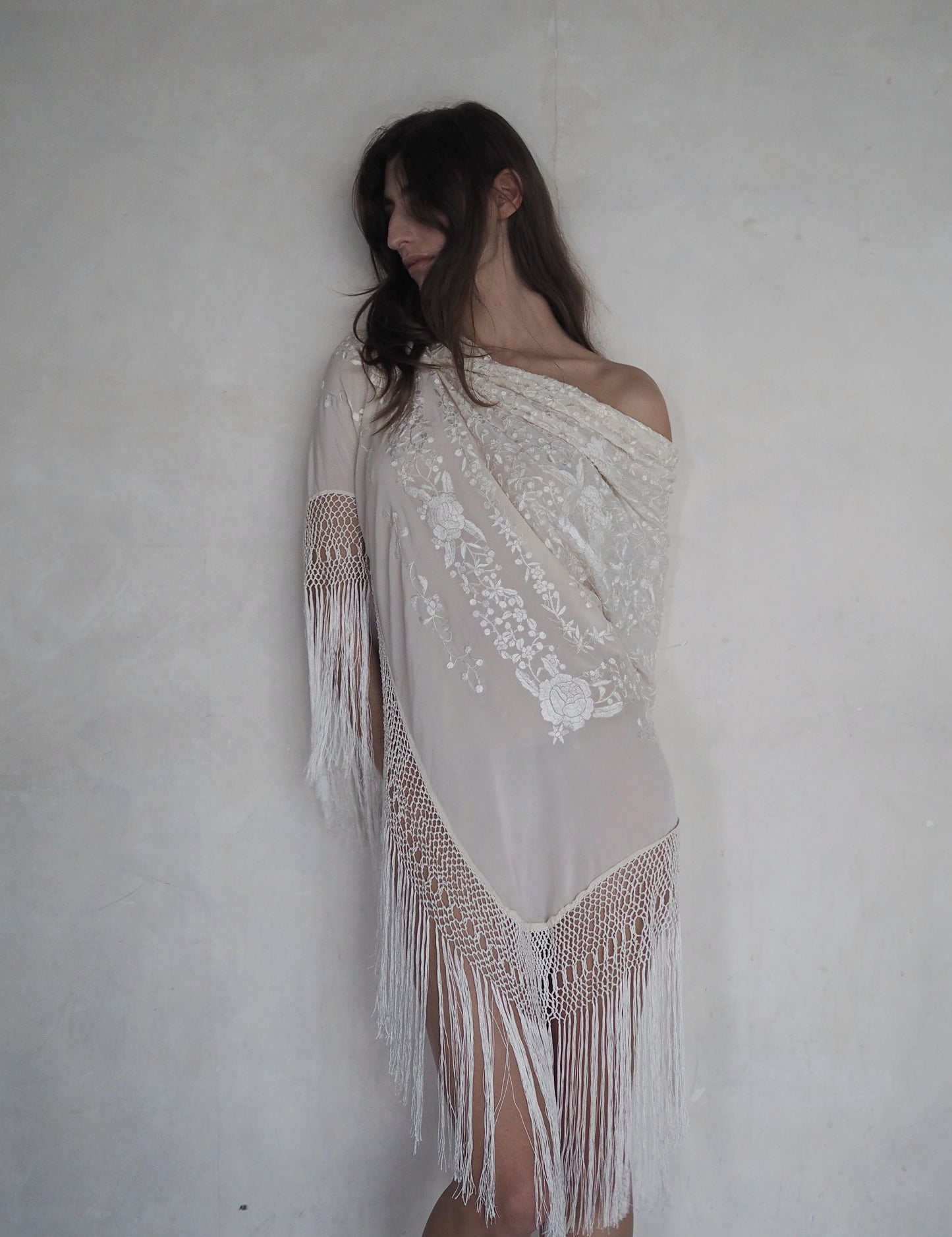 EMBROIDERED SILK FRINGE PIECE