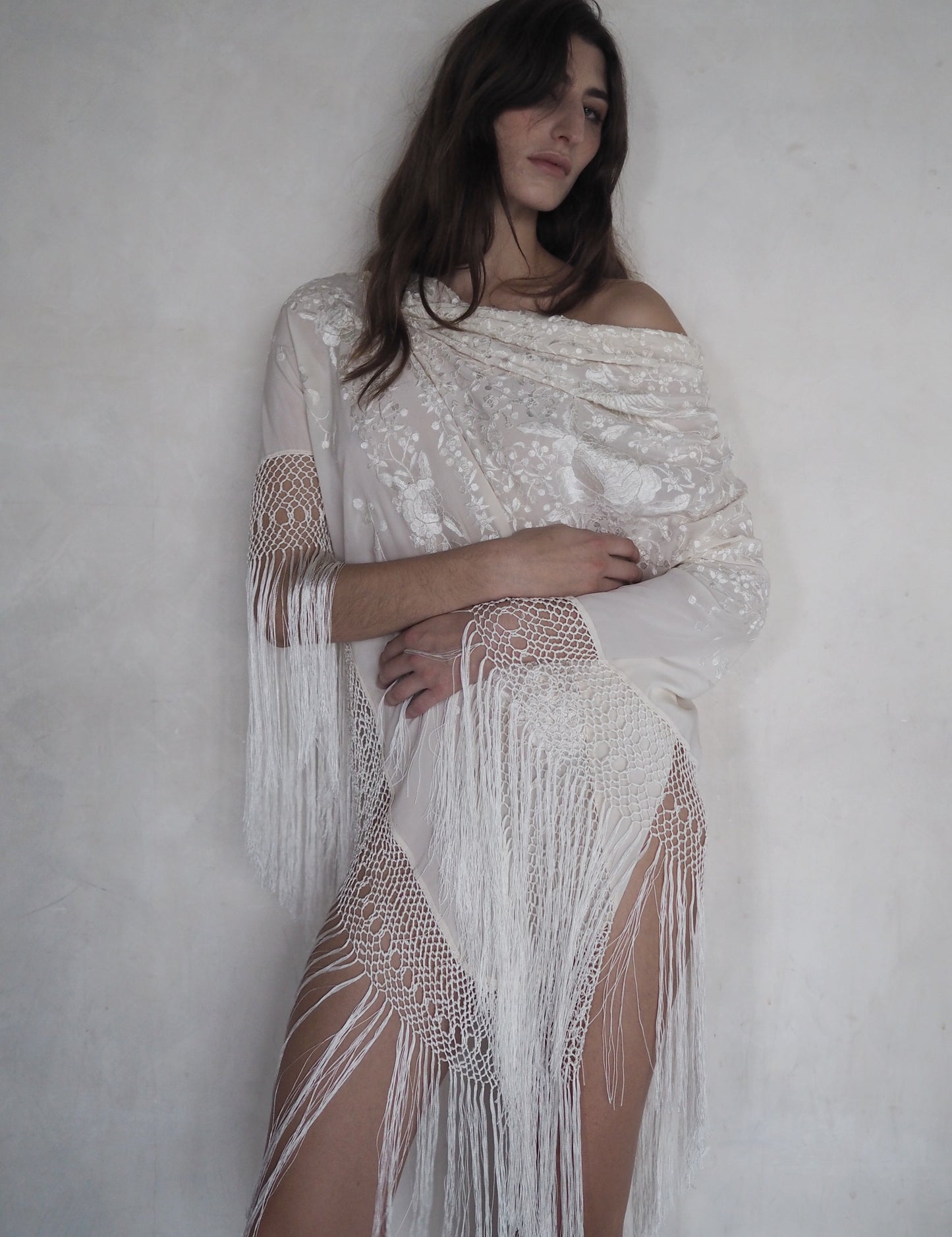 EMBROIDERED SILK FRINGE PIECE