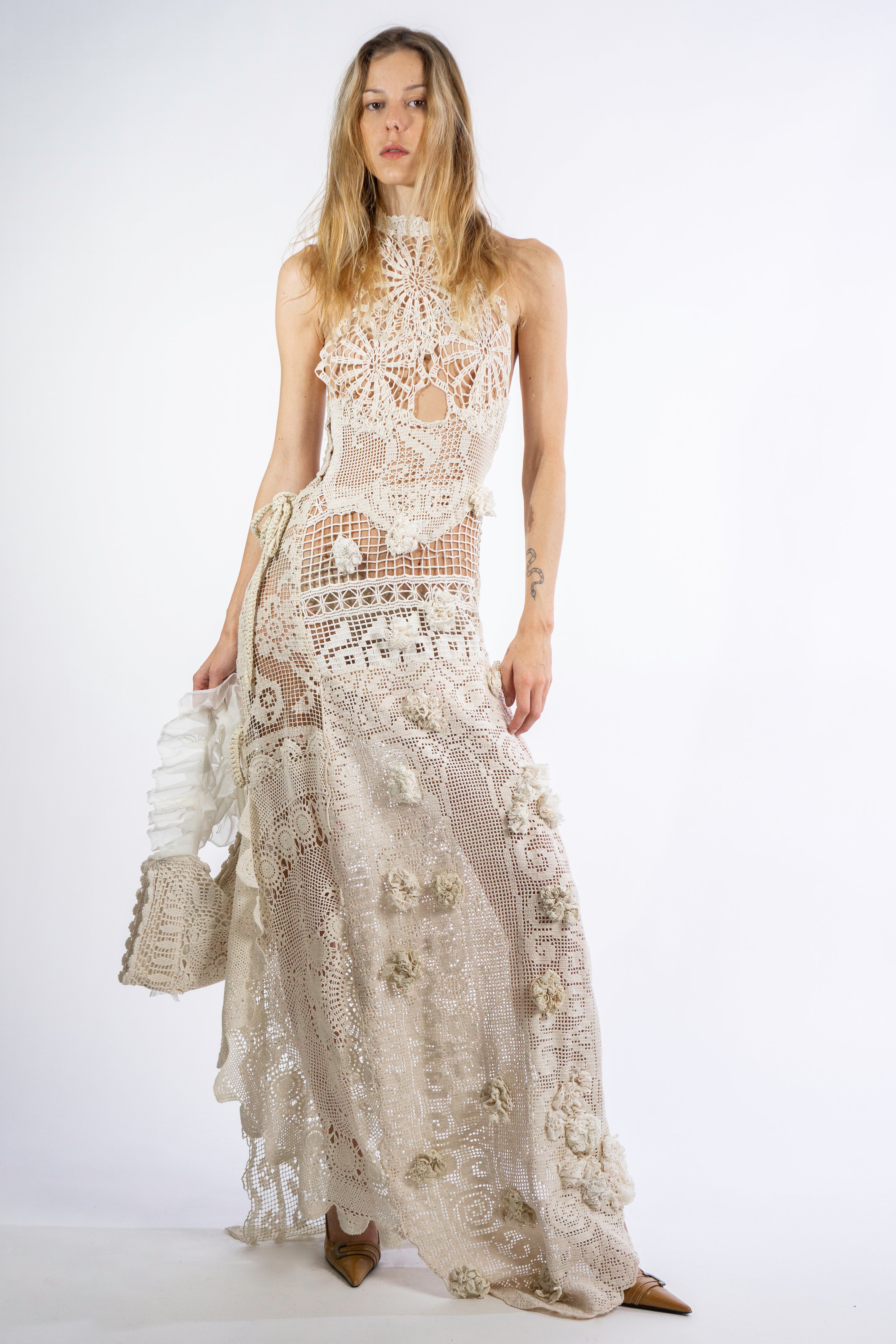 BEIGE LONG CROCHET DRESS – LES FLEURS STUDIO