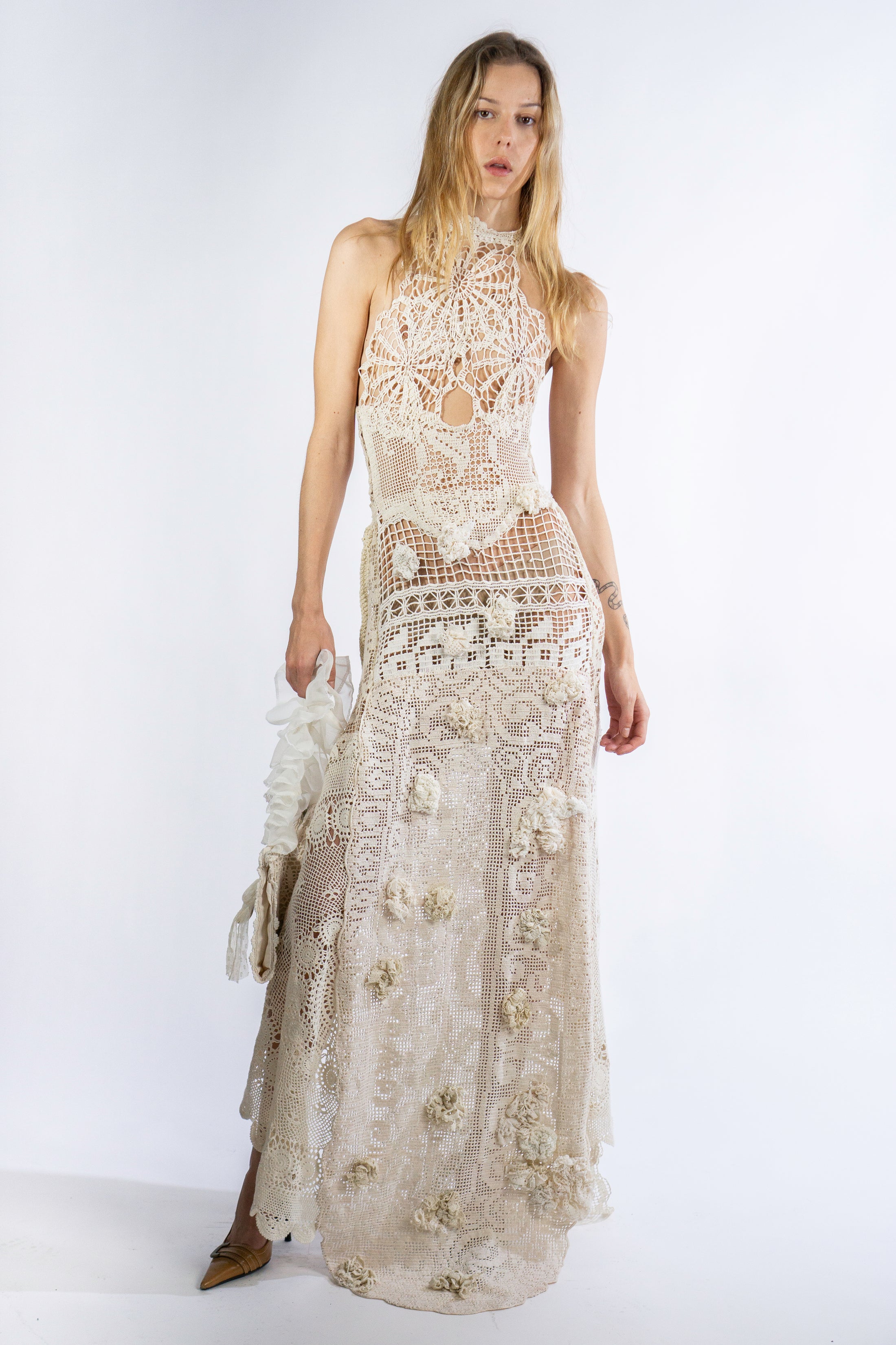 BEIGE LONG CROCHET DRESS – LES FLEURS STUDIO